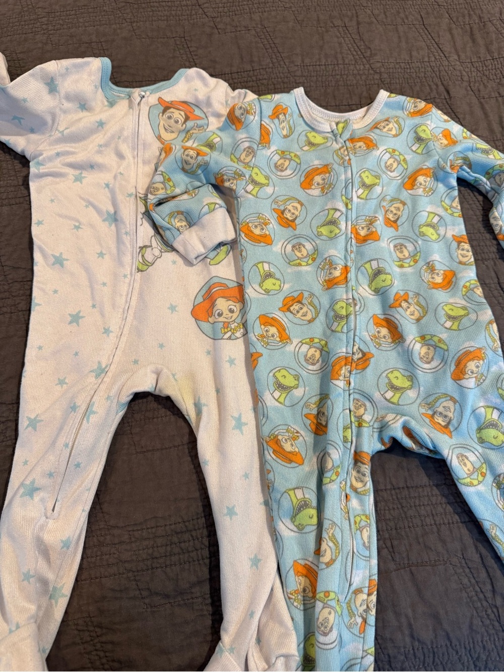 Disney Light Blue & White Toy Story Footed One-Piece Sleepers (2-Pack)